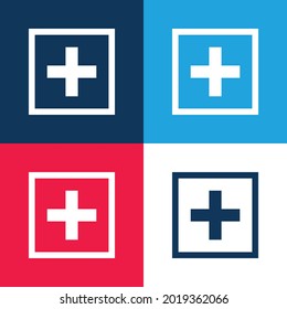 Add Square blue and red four color minimal icon set