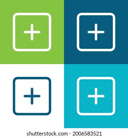 Add Square Outlined Interface Button Flat four color minimal icon set