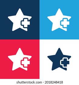 Añadir un conjunto de iconos mínimo de cuatro colores azul y rojo de Star