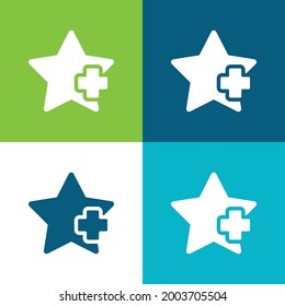 Añadir una estrella plana de cuatro colores mínimo conjunto de iconos