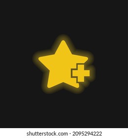 Add A Star Interface Symbol yellow glowing neon icon