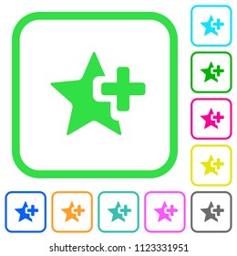 Add star vivid colored flat icons in curved borders on white background