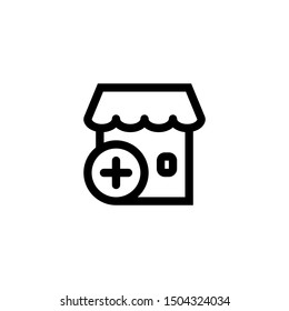 Add Store Icon Outline Vector