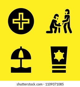 add, sun umbrella, surrender and sun cream vector icon set. Sample icons set for web and graphic design