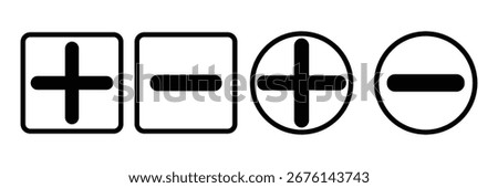 Add tab icon. Cancel symbol. Close tab sign. Collapse page pictogram. Plus minus and multiplying and divide button. EPS10