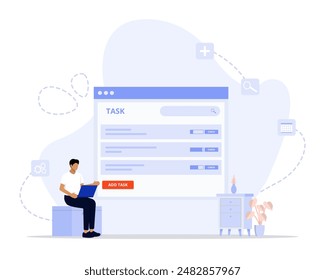 Add tasks concept illustration. Suitable for landing page, ui, web, App intro card, editorial, flyer, and banner.