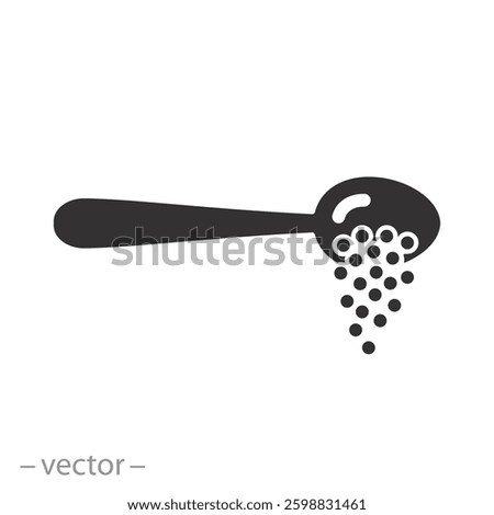 add teaspoon ingredients, spoon sugar powder icon, cooking food baking, flat vector illustration