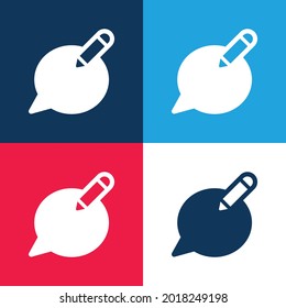 Add Text blue and red four color minimal icon set