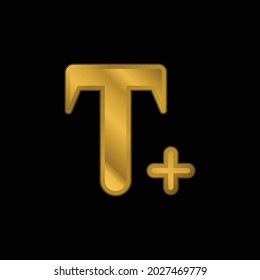 Add Text gold plated metalic icon or logo vector