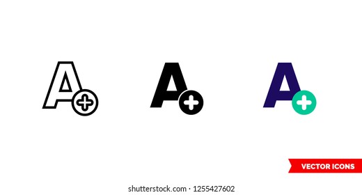 Add text icon of 3 types: color, black and white, outline. Isolated vector sign symbol.