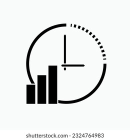 Add Time Icon. In Process, In Progress. Diagram Ascension Symbol.  