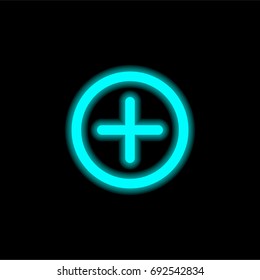 Add tool blue glowing neon ui ux icon. Glowing sign logo vector