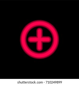 Add tool red glowing neon ui ux icon. Glowing sign logo vector