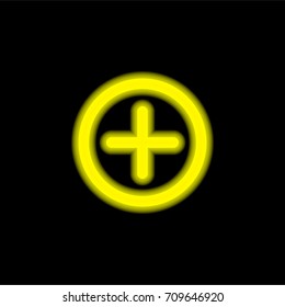 Add tool yellow glowing neon ui ux icon. Glowing sign logo vector
