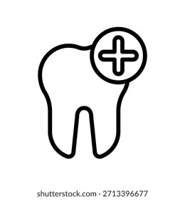 Ícone Adicionar dente, gráficos de Vetor de Linha