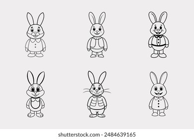 Add a touch of charm to your creative projects with our "Cute Cartoon Illustration of a Rabbit with Clothes" graphics design file. This digital product features an adorable rabbit character dressed in
