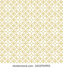 Añade un toque de sofisticación clásica a cualquier proyecto con este patrón geométrico dorado sin costuras. Ideal para fondos. textiles. y más.