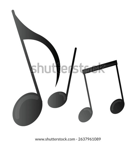 Add a touch of contemporary rhythm to your designs with these sleek 'Flat 3D' music note icons. Featuring beautifully rendered eighth notes and a set of beamed notes with subtle grayscale gradients