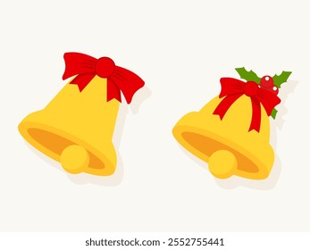 Add a touch of festive cheer to your designs with this set of golden jingle bell vectors. The intricate details and elegant design make them perfect for creating decorative elements for Christmas card