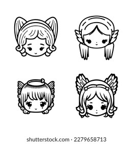Add a touch of heavenly cuteness to your project with our cute kawaii angel head logo collection. Hand drawn with love, these illustrations are sure to bring a sense of playfulness and purity