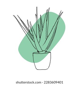 Add a touch of nature to your decor with our vector illustration of a hand-drawn aloe plant featuring a beautiful green spot on a neutral background