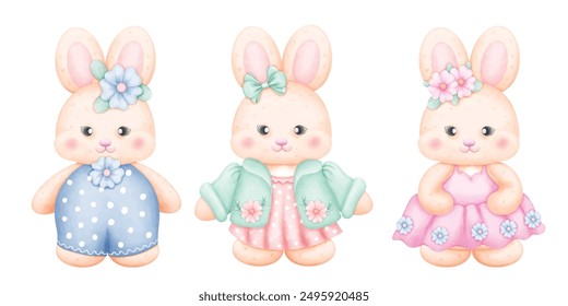 Add a touch of springtime charm to your project with this cute watercolor bunny illustration! Perfect for invitations, cards and more.