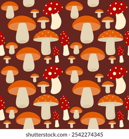 Add a touch of woodland magic to your designs with this mushroom seamless pattern.