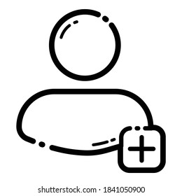 Benutzerkontenflat-Symbol einzeln auf weißem Hintergrund hinzufügen