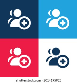 Add User blue and red four color minimal icon set
