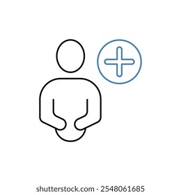 ícone adicionar linha de conceito de usuário. Ilustração de elemento simples. adicione design de símbolo de outline de conceito de usuário.