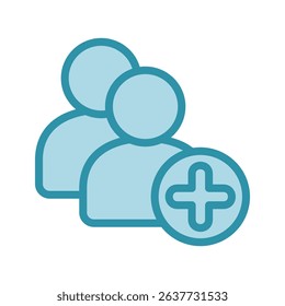 Add User dual tone blue color, mini illustration icon. use for modern concept, print, UI, UX kit, web and app development. Vector related to account management, ecommerce, banking and finance.