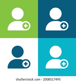 Añadir plano de usuario cuatro colores mínimo conjunto de iconos
