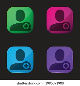 Add User four color glass button icon