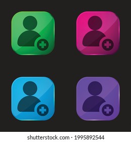 Add User four color glass button icon