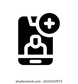 add user glyph icon. Strong and solid vector icon for websites, mobile interfaces, presentations, and visual branding. High quality and easy to edit.