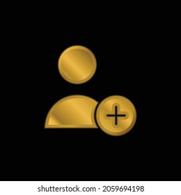 Add User gold plated metalic icon or logo vector
