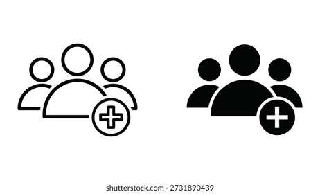 Add user group icon set for business and social media