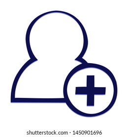 Add User. Hand Drawn Icon with Blue Ballpoint Pen Style.