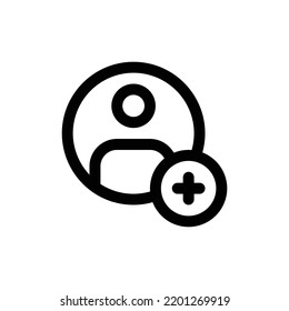 Add user icon in black outline style