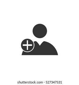 Add user icon flat. Illustration isolated vector sign symbol
