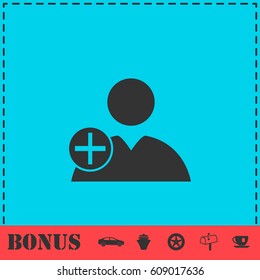 Add user icon flat. Simple vector symbol and bonus icon