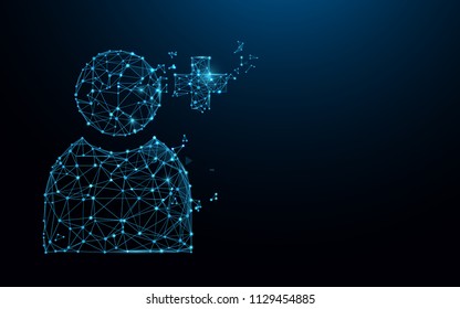 Add user icon form lines, triangles and particle style design. Illustration vector