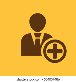 The add user icon. Add friend and avatar symbol. UI. Web. Logo. Sign. Flat design. App. Stock vector