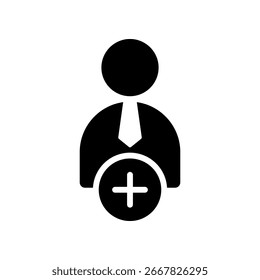 Agregar icono de usuario Ilustración vectorial de glifo