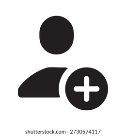 Add User Icon – Minimal User Plus Account Symbol in Black and White