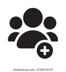 Add User Icon – Minimal User Plus Account Symbol in Black and White