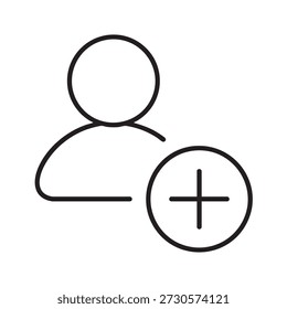 Add User Icon – Minimal User Plus Account Symbol in Black and White