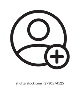 Add User Icon – Minimal User Plus Account Symbol in Black and White