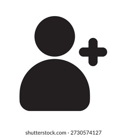 Add User Icon – Minimal User Plus Account Symbol in Black and White