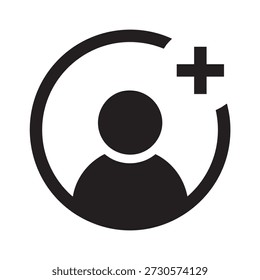 Add User Icon – Minimal User Plus Account Symbol in Black and White